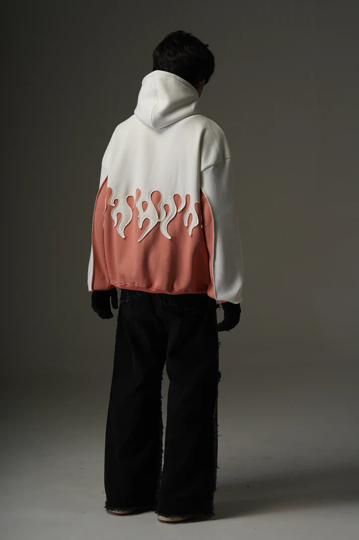 FLAME PATCH HOODIE: PEACH