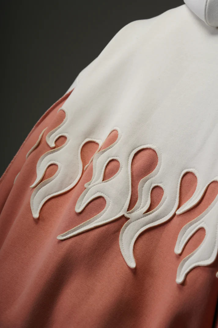 FLAME PATCH HOODIE: PEACH